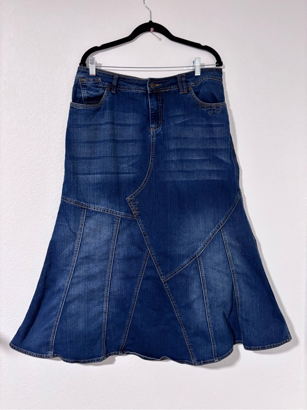 Vintage Gitano Patchwork Denim Skirt Size 14
